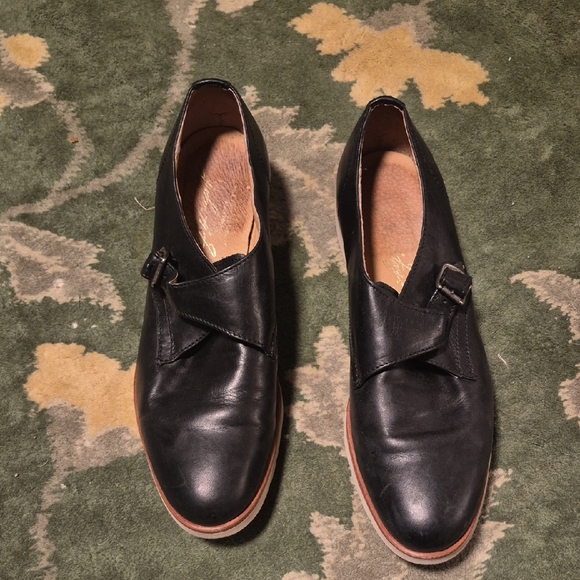 Frye Shoes - Frye Black Leather Women's Moccasin Monk Strap Shoes